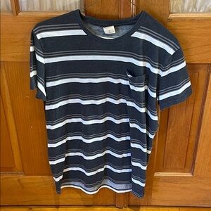 Hollister Grey and White Striped Tee